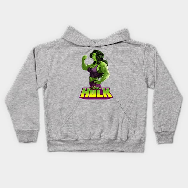 SHE-HULK Kids Hoodie by bi_sketch